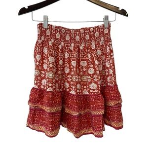 Cynthia Rowley‎ tiered floral bohemian skirt smocked waist medium cottagecore